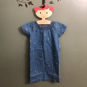 NWT Hanna Andersson Embroidered Chambray Dress